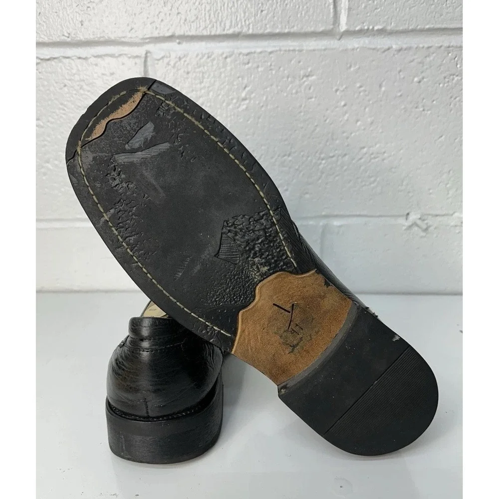 Bed Stu Grunge Men's Square Toe Black Pebbled Leather Slip On Loafer /‎ Men's 11